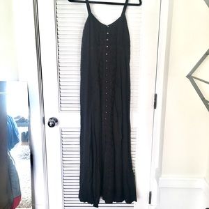 Long Black Flowy Cotton Maxi Dress